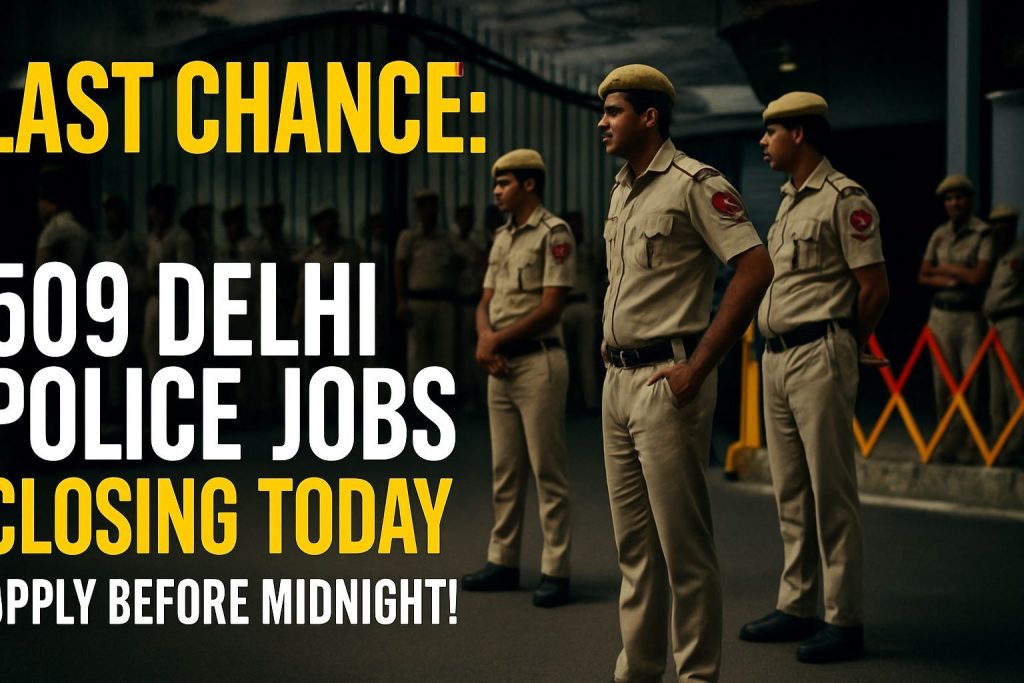 Last Chance: 509 Delhi Police Jobs Closing Today – Apply Before Midnight!