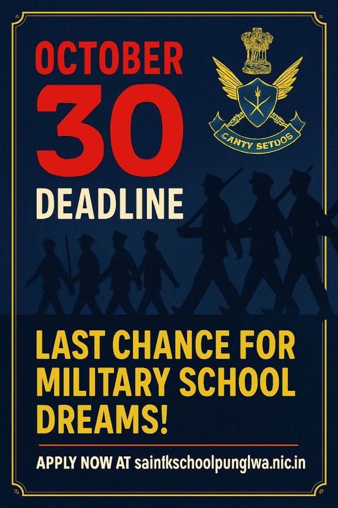 Time Running Out! Sainik School 2026 Admission Deadline Shocks Parents Nationwide