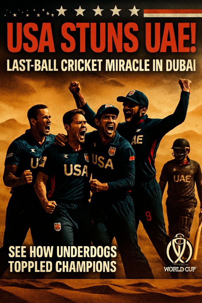 USA Stuns UAE in Cricket Thriller: Last-Ball Victory Shakes World Cup League!
