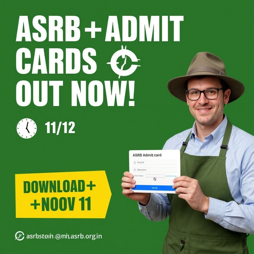 Breaking: ASRB NET Admit Cards Released Today - 580+ Jobs at Stake!